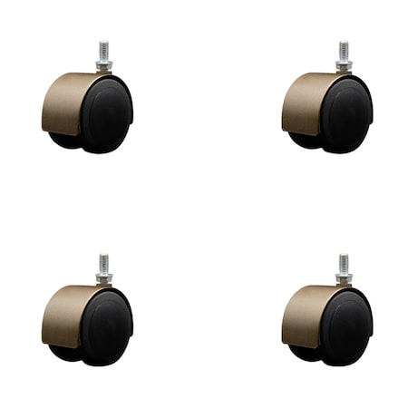 Service Caster 2-3/8'' Floor Safe Antique Hooded Twin Wheel Caster 3/8 Threaded Stem, 4PK SCC-TS02S60D-NYU-WA-381634-4